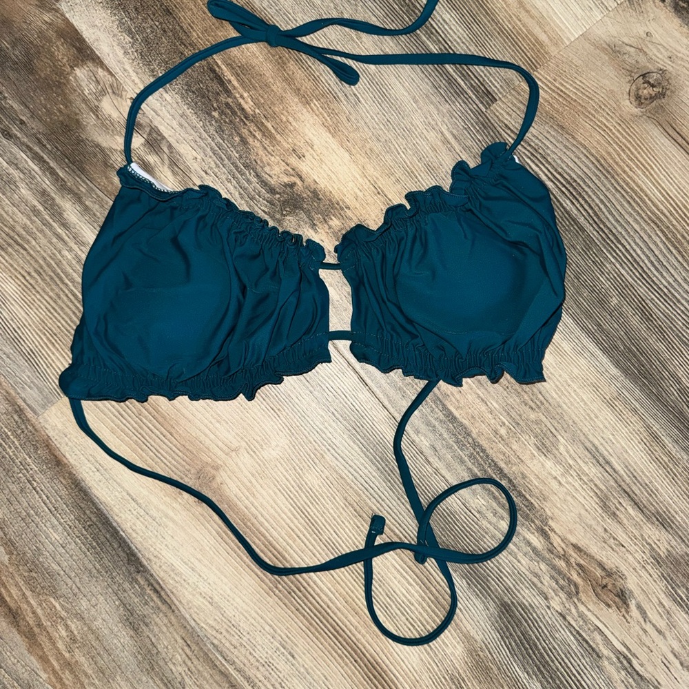 Teal Ruffled Women's Bikini Top